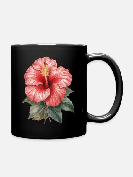Hibiskus Blüte - Tasse einfarbig - Schwarz