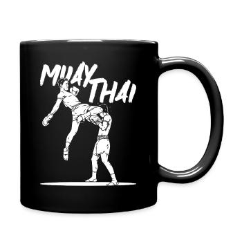 MUAY THAI KNIE - Tasse einfarbig - Schwarz - Rechts
