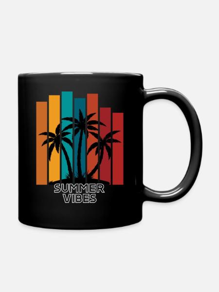 Summer Vibes Tropical Print Tee - Full Colour Mug - black