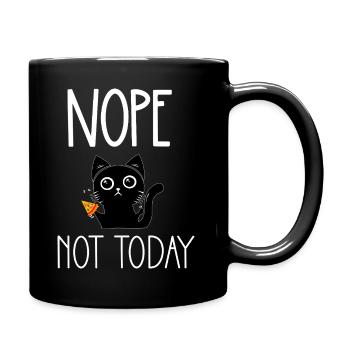 Nope not today cat with pizza - Tasse einfarbig - Schwarz - Rechts
