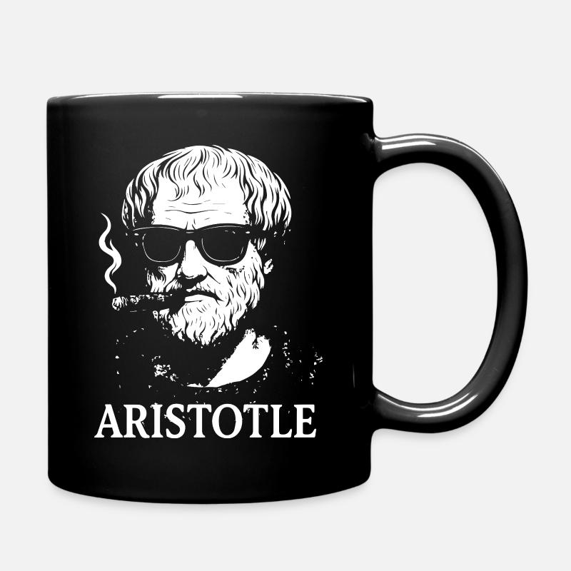 Aristoteles mit schwarzer Brille und Zigarre - Tasse einfarbig - Schwarz
