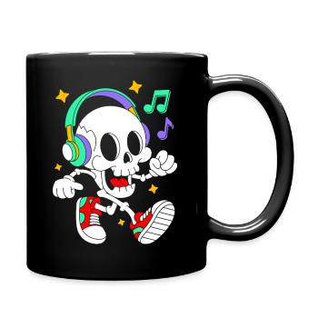 Music Loving Skeleton with Headphones - Full Colour Mug - black - Right