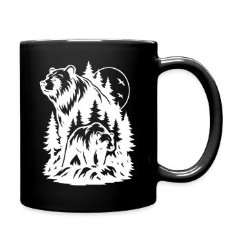 Majestueuse silhouette d’ours de forêt et de lion - Mug uni - noir - Droite