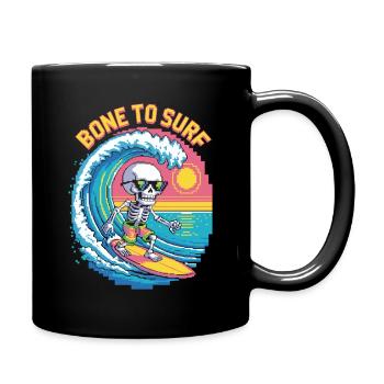 Bone to Surf – Retro Skeleton Rider - Tasse einfarbig - Schwarz - Rechts