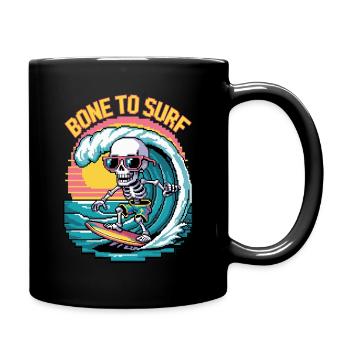 Bit Surfer Skull - Tasse einfarbig - Schwarz - Rechts