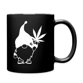 Süßer Hanf Gnom/Zwerg mit Cannabisblatt - Tasse einfarbig - Schwarz - Rechts