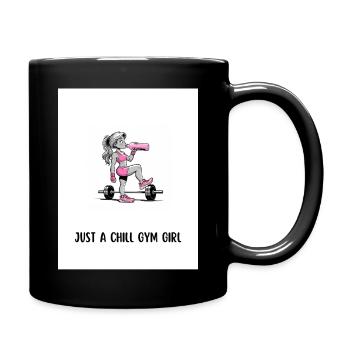 Chill Gym Girl Fitness Illustration - Full Colour Mug - black - Right