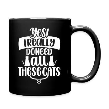 Whimsical Cat Lover Quote Design - Full Colour Mug - black - Right