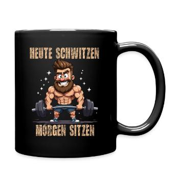 Lustiges Fitness-Motiv für Bodybuilder und Sport - Tasse einfarbig - Schwarz - Rechts