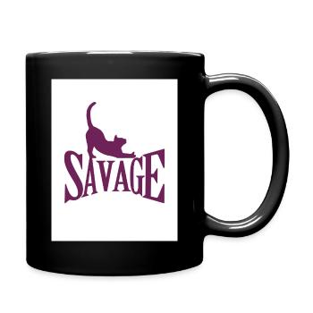 Savage. Why does the cat stretch? - Full Colour Mug - black - Right