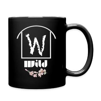 Whimsical Floral Letter W Design - Full Colour Mug - black - Right