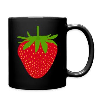 Erdbeere - Tasse einfarbig - Schwarz - Rechts
