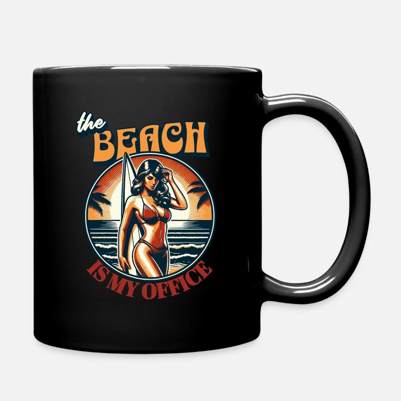 The Beach Is My Office - Tasse einfarbig - Schwarz
