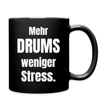 More Drums Less Stress T-Shirt - Mug uni - noir - Droite