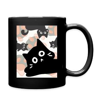 Fröhliche süße Katzen Katzen lustig - Tasse einfarbig - Schwarz - Rechts