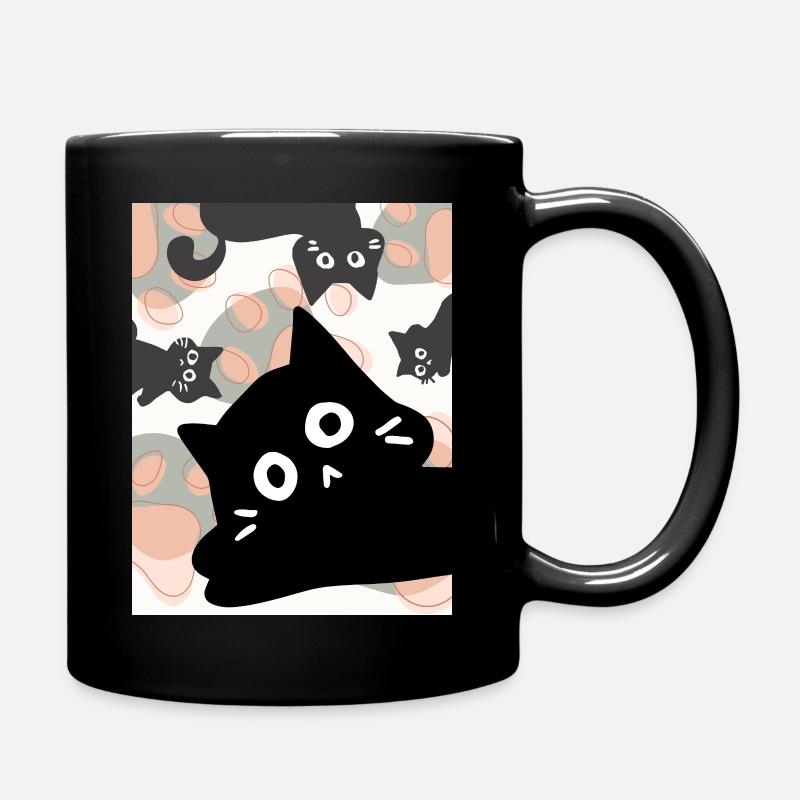 Fröhliche süße Katzen Katzen lustig - Tasse einfarbig - Schwarz