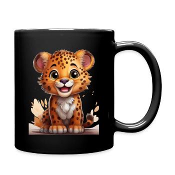 Playful cheetah motif for children - Full Colour Mug - black - Right