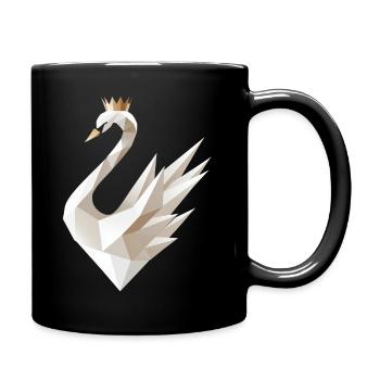 Cygne géométrique avec motif de couronne - Mug uni - noir - Droite