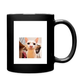 Playful Cat Portrait with Sniffing Detail - Full Colour Mug - black - Right