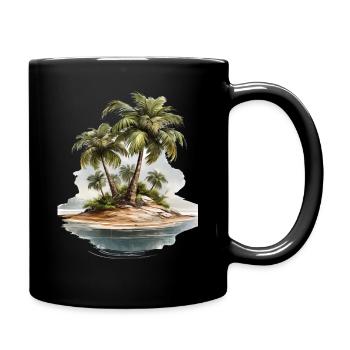 Illustration de l’île de palmiers tropicaux - Mug uni - noir - Droite