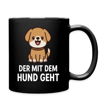 Funny dog with index card design - Full Colour Mug - black - Right