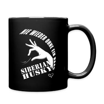Sibirischer Husky nie wieder ohne ein Haar Herz - Tasse einfarbig - Schwarz - Rechts