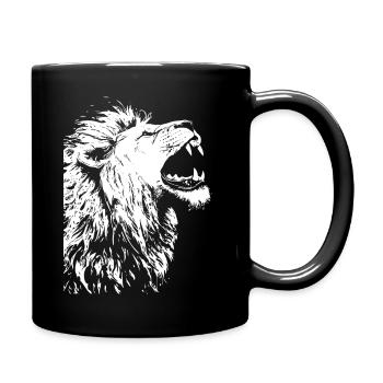 Majestic lion head in black and white - Full Colour Mug - black - Right
