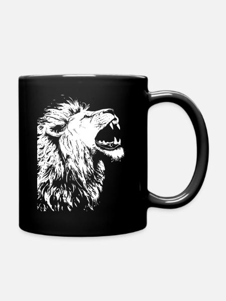 Majestätischer Löwenkopf im schwarzen Weiß - Tasse einfarbig - Schwarz