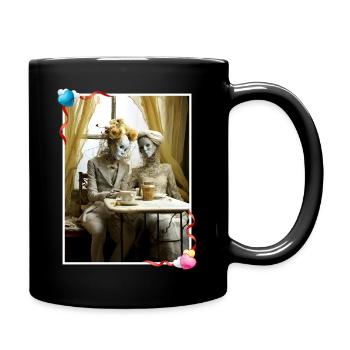 Poupées éthérées amoureuses mariée et marié dans un café - Mug uni - noir - Droite