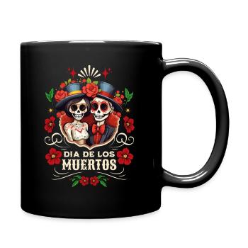 Dia De Los Muertos Skulls Skull Man Woman - Full Colour Mug - black - Right