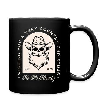 Christmas cowboy wishes Santa skull creepy western - Full Colour Mug - black - Right