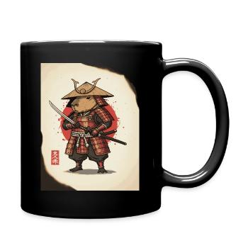 Anthropomorphe Ratten-Samurai in Rüstung - Tasse einfarbig - Schwarz - Rechts