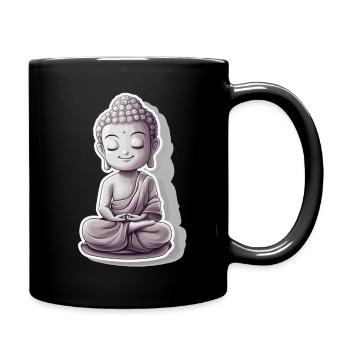 Meditierender Buddha mit ruhigem Ausdruck - Tasse einfarbig - Schwarz - Rechts