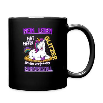 My life has more glitter than a unicorn stable - Full Colour Mug - black - Right