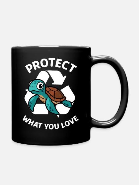 Protect what you love – turtle protection - Full Colour Mug - black
