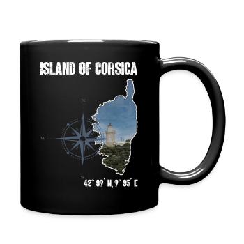 Corsica Island Outline Photo, Compass - Full Colour Mug - black - Right