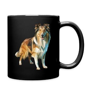 Border Collie - Cooles Low Poly Logo - Tasse einfarbig - Schwarz - Rechts