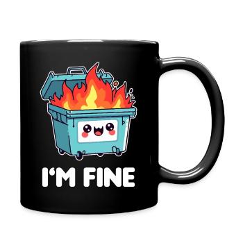 Poubelle Kawaii En Feu - Mug uni - noir - Droite