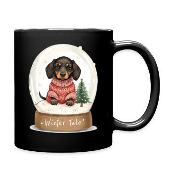 Dachshund in Snow Globe – Winter Tale - Tasse einfarbig - Schwarz - Rechts