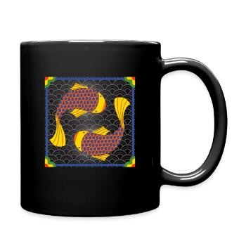 Korean Koi Fish Pattern - Full Colour Mug - black - Right