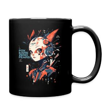 Manga Cyborg-Girl - Fox ears zero fears - Full Colour Mug - black - Right