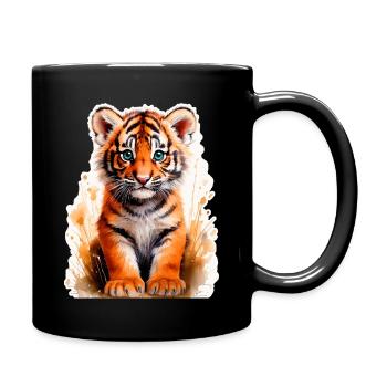 Petit tigre - Mug uni - noir - Droite
