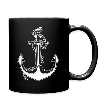 Anchor with rope motif - Full Colour Mug - black - Right