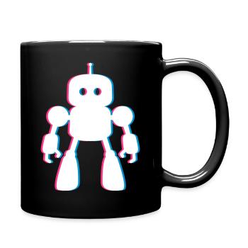 Roboter 3D-Effekt – Zukunft trifft KI Design - Tasse einfarbig - Schwarz - Rechts