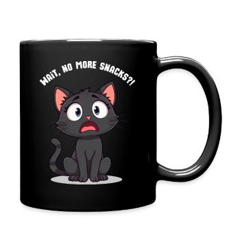 Schocked Black Cartoon Cat – Moment, keine Snacks mehr?! - Tasse einfarbig - Schwarz - Rechts