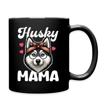Husky Mama Bandana Brille - Tasse einfarbig - Schwarz - Rechts