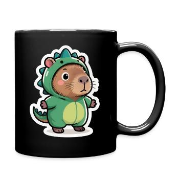 Capybara Dino Dinosauer - Tasse einfarbig - Schwarz - Rechts