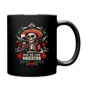 Dia De Los Muertos Totenkopf Totenschädel Tequilla - Tasse einfarbig - Schwarz - Rechts