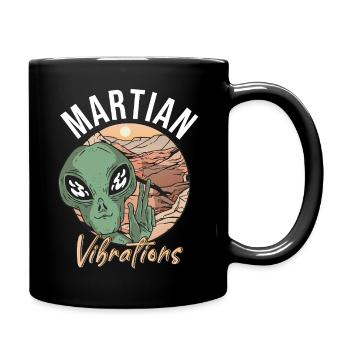 Mars Planet Space Vintage Rocket - Full Colour Mug - black - Right