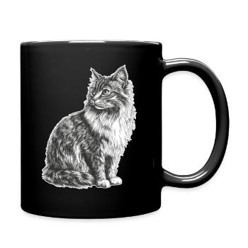 Katze - Tasse einfarbig - Schwarz - Rechts